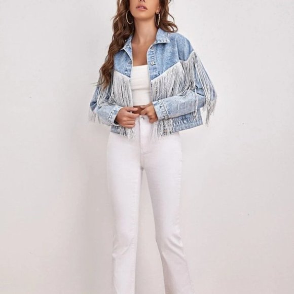 Sexy Fringe Trim Denim Jacket - Picture 10 of 11